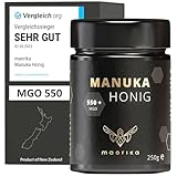 maorika - Manuka Honig 550 MGO + 250g im Glas (lichtundurchlässig, kein Plastik) - laborgeprüft, zertifiziert aus Neuseeland