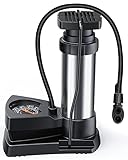 Lifelf Fahrradpumpe Mini-Luftpumpe mit großem Manometer - Mini und tragbar, 11bar/160PSI, Dualkopf, Minipumpen für alle Ventile, geeignet für Fahrräder, Bälle, Schwimmringe und Luftmatratzen