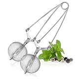 com-four® 2x Teezangen, Teeei in Kugelform aus rostfreiem Edelstahl 304, Teesiebe für losen Tee, Siebzange für Teeliebhaber (02 Stück - Ø 5.5 cm)