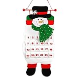 Schneemann-Kalender, Countdown-Diagramm Aus Filzstoff, Festlicher Kalender Zum Aufhängen, Saisonaler Countdown Mit Großen Taschen, Langlebige Adventsanzeige, Weihnachtlicher Vorfreudekalender Für Weih