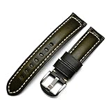 Ygukoj Uhrenarmband, 20 mm, 22 mm, 24 mm, 26 mm, handgefertigt, italienisches Braun, Zwart Blue, Vintage, echtes Leder, kompatibel mit Panerai Huawei Herren-Armband, 24 mm