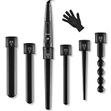 LOETAD Lockenstab Set 6 in 1 Curling Iron Multifunktions Austauschbare Keramikbeschichtung Lockenwickler mit LED Anzeige