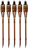 Moritz 5 Stück Bambusfackeln Fackel Deluxe 90 cm Dunkelbraun Gartenfackel Ölfackeln Garten Deko Öllampe Wegleuchte