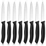 hunnycook Schwarzes Gemüsemesser, 8 Stück Scharfes Küchenmesser, Obstmesser Set, 10cm Super Scharfe Edelstahlklingen und Kunststoffgriffe, Spülmaschinenfest