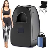 Tragbare Sauna for Zuhause, Saunazelt-Sauna-Box mit 3L-Dampfbad, Fernbedienung, Klappstuhl, 9 Stufen, schwarz,Tragbare Dampfsauna (Color : 51'x 31.5 x 31.5 BLACK)