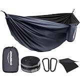 Overmont Doppelschichtige Hängematte TÜV-Zertifiziert Camping Hängematten, 400kg Tragfähigkeit, 280 x 185 cm aus Nylon Tragbare für Outdoor Reisen Garten