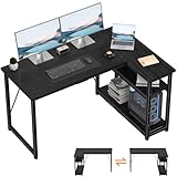 Schreibtisch L Form-120*80cm Kleiner Schreibtisch L-förmiger Eckschreibtisch mit Regal, Gaming Tisch Umkehrbarer PC Ecktisch Computertisch, Corner Gaming Tisch für Studium Arbeit Zuhause Schlafzimmer