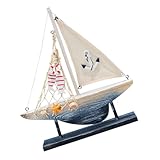 Gatuida Nautisches Holz Segelschiff Modell Dekoration Mediterranes Sailboat Ornament für Tisch und Kunsthandwerk Dunkelblau Geschenkidee für Bootsfahrer