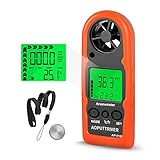 Anemometer Handheld, AP-816B Windmesser mit Schutzhülle zur Messung der Windgeschwindigkeit, Temperatur und Max/Durchschnitt/Strom, Mini-Anemometer für Windsurfen, Segeln, Outdoor-Aktivitäten