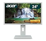 Acer B24 24 Zoll Business Computer Monitor, Desktop Gaming Monitor, Full HD (VGA - DVI - VESA), PC Bildschirm, Weiß/Hellgrau (Generalüberholt)