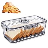 BAIFULAI Brotkasten Brotbox, Brot Aufbewahrungsbox, lebensmittelechtes PET-Material, Zeitaufzeichnung, Brotaufbewahrungsbox mit Trennwänden für alle Arten von Küchenzutaten, 32,5 * 17,5 * 11cm (Grau)