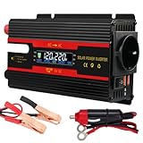 Wechselrichter Spannungswandler DC 12V / 24V auf AC 230V Modifizierte Sinuswelle Inverter 2000W mit EU Steckdosen, 2 USB und LCD-Anzeige Stromumwandler Adapter für Auto Kfz LKW Wohnwagen Camping