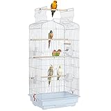 Yaheetech Vogelkäfig Vogelvoliere Tierkäfig Vogelhaus für Papagei Wellensittich 46 x 35.5 x 104.5cm Weiß