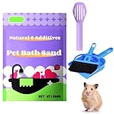 4 Stück Chinchillasand Badesand, Staubfreier Badesand für Hamster, Premium Badesand für Hamster, Hamster Wüstenbad Sand, Sandbad Set für Hamster mit Reinigungssandschaufel, für kleine Haustiere