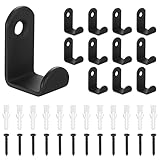 QJKEJI 12 Stück Garderobenhaken, Kleiderhaken Schwarz, Kleiderhaken Wandhaken Schwarz Metall Haken zum Schrauben für Schlafzimmer Badezimmer Wohnzimmer Garderobenleiste Mäntel Handtuch Jackenhaken