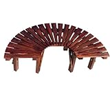 Hltdzer Gebogene Bank mit Massivholzrahmen halbrunde runde Baumbank Holzsitz Gartenbank Parkbank Ohne Lehne Sitzbank für Garten Balkon Terrasse(One)