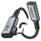 SUNGUY USB C Verlängerung, 0.5M 20Gbps 100W USB 3.2 GEN 2 USB C Verlängerungskabel 90 Grad, 4K@60Hz Videoübertragung, Kompatibel mit MacBook M1 M2, iPad Pro 2021/2020,PSVR2, Hub-Grau