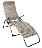 Pure Home & Garden XL Polyrattan Gartenliege Wave Silber, klapp- und kippbar/Sonnenliege/Saunaliege/Kippliege/Gesundheitsliege