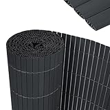 YRHome PVC Sichtschutzmatte 80x300cm Stabile W-Form Sichtschutzzaun Balkon Balkonsichtschutz Sichtschutz mit Kabelbindern Windschutz Wetterfest UV-beständig für Garten Terrasse, Anthrazit