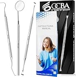3Pcs Dental Kit Edelstahl Zähne Kit Professionelle Zahnhygiene Tools Mundspiegel, Zahnstein Schaber und Double Pointed Meißel