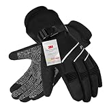 BIKINGMOREOK Winterhandschuhe Wasserdicht -30°F 3M Thinsulate Skihandschuhe Warme Touchscreen Handschuhe,Winddicht Fahrradhandschuhe Herren Damen-Schwarz-L
