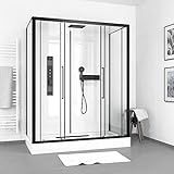 MARWELL Duschkabine Fertigdusche White Urban XXL 85 x 160 x 215 cm - Komplett Set inkl. Duschwanne und Armatur - hochwertiges Aluminiumprofil System