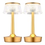 GLOBO Akku Tischleuchte Kristall Tischlampe CCT dimmbar Nachttischleuchte Touchdimmer, messing, LED 0,7W 84Lm warmweiß, DxH 12x23 cm, 2x