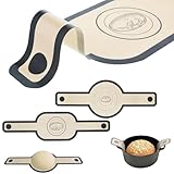 LIQWEI 2 Stück Backmatte für Dutch Oven, Silikon Backmatte Brot Silikon Ofenmatten mit Langen Griffen Dauerbackmatte Brot Für Brottopf Teig Backofen