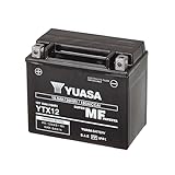 Yuasa YTX12 12V 180 CCA wartungsfreie VRLA AGM Motorradbatterie, Schwarz