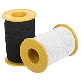 Operitacx Elastisches Perlgarn 0,5mm 2 Rollen Elastische Schmuckfäden in Schwarz Weiß Dehnbares Latexgarn für Selbstgemacht Perlenarmbänder und Stoffbasteln
