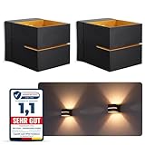SSC-LUXon 2 Stück KOURA indirekte Wandleuchte Innen schwarz mit Lichtschlitz - Wandlampe Gold Design Up Down Leuchte für 1x G9 Leuchtmittel LED Wandbeleuchtung Treppenhaus Flur