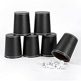 X SIM FITNESSX Leder Würfelbecher Set, 6 PU Würfel mit Becher + 30 Punktwürfeln für Bar-Party Yahtzee Farkle Würfelspiele