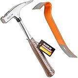 PICARD Latthammer Nr. 298 + Nageleisen | 600 g Kopfgewicht | Geraute Bahn | Magnetischer Nagelhalter | Korrosionsgeschützt | Chrom-Molybdän-Stahlrohrstiel | GS-geprüft | Länge 320 mm | Made in Germany