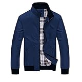riou Daunenjacke für Herren, Winter, Mischung aus geflochtener Wolle, normale Passform, Militärjacke, lässig, Outdoor-Blazer, warm, winddicht, *31/Blau, M