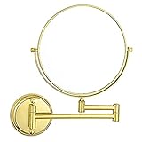 LINLINCD-An der Wand montierter Schminkspiegel,8-Zoll-Gold-Rasierspiegel mit Vergrößerung,drehbar,ausziehbar,klappbar,doppelseitiger Kosmetikspiegel,5X (3X, )