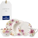 Villeroy & Boch - Mariefleur Starter-Set Bunt, Spülmaschinenfest, Mikrowellensicher, Geschirrset 2 Personen, Geschirr Set Blumendekor, Tafelservice, Essgeschirr, Kombiservice, Premium Porzellan