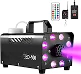 Nebelmaschine, 500W Rauchmaschinen mit kabelloser Fernbedienung UND LED Licht mit 13 Farben & Strobe Effekt, Passend für DJ Disco Party, Halloween, Weihnachten, Hochzeitsfeiern & Bühnenauftritte usw