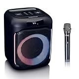 Lenco PA-101BK Bluetooth Party Speaker - Lautsprecher Musikbox - Tragbare Box 100W RMS, Disco Light, USB Playback - Schwarz