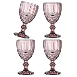 jklymm Set mit 4 bunten Kristallweinkelchen, Säften, Trinkbechern, geprägtem Muster, Glaswaren, Glas, Haushaltsgetränke, Trinkgläser