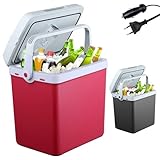 Arebos 25L thermoelektrische Kühlbox mit ECO-Modus | kühlt & wärmt | 12V/230V Anschluss für Auto & Haushalt | energiesparend, leise | ideal für Camping, Reisen, Büro oder Freizeit | Rot