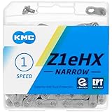 KMC Unisex – Erwachsene Z1eHX Narrow EPT E-Bike 1-Fach Kette 1/2' x3/32, 128 Glieder, Silber