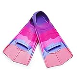 Schwimmflossen Kinder, 100% Silikon Kurzflossen, Taucherflossen Regenbogen Flossen für Kinder Erwachsene Männer Frauen Schwimmen Tauchen (Regenbogen-Violett, XS)