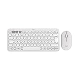 Logitech Pebble 2 Combo, kabellose Tastatur und Maus, leise und mobil, anpassbar, Logi Bolt, Bluetooth, Easy-Switch für Windows, macOS, iPadOS, Chrome, Deutsches QWERTZ-Layout, Weiß