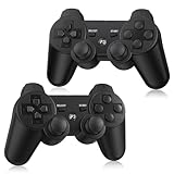 Yinjie PS3 Controller Wireless 2 Pack, mit 2 Ladekabeln, kompatibel mit Playstation 3 - Schwarz