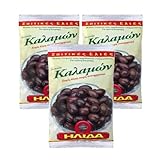 ILIDA Kalamata Oliven aus Griechenland (3x250g) + GRATIS Araxxon Olivenöl aus Sparta (20ml)