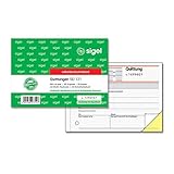 SIGEL SD121 Quittungsblock fortlaufend nummeriert, eindeutige 7stellige Nummer, A6 quer, 2x50 Blatt, selbstdurchschreibend, mikroperforiert, aus nachhaltigem Papier