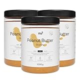 nu3 Erdnussbutter 1kg– crunchy Peanut Butter mit Erdnussgeschmack, ohne Zuckerzusatz, vegan, glutenfrei, cremig mit Stückchen – perfekt als Brotaufstrich, Topping oder zum Backen – 3x1000 g