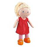 HABA 302108 - Puppe Annelie, Stoffpuppe mit Kleidung und Haaren, 30 cm, Spielzeug ab 18 Monaten, Rotes