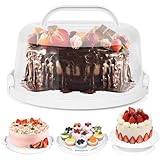 VGOODALL Runder Kuchenträger mit Deckel, weißer Kuchenhalter, Cupcake-Behälter für 11 Cupcakes, 2-in-1, tragbarer Dessertbehälter für runde Kuchen-Torte, Muffin, Schuster,