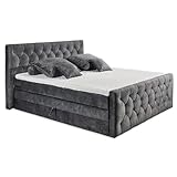 CASHFIELD 8 Boxspringbett mit Bettkasten 180x200, Anthrazit - Bequemes Doppelbett mit 7-Zonen-Federkern Matratze & Kaltschaum Topper mit Klimaband - 200 x 113 x 225 cm (B/H/T)